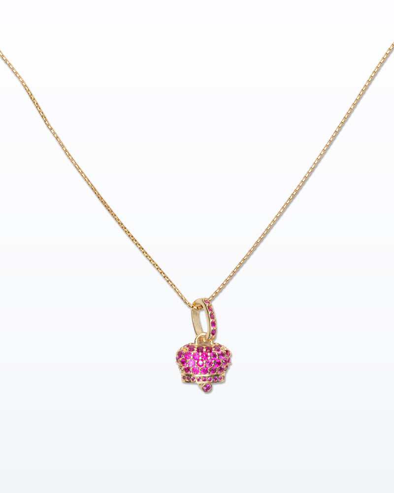 Capri Bell – Girocollo con campanella e cristalli magenta